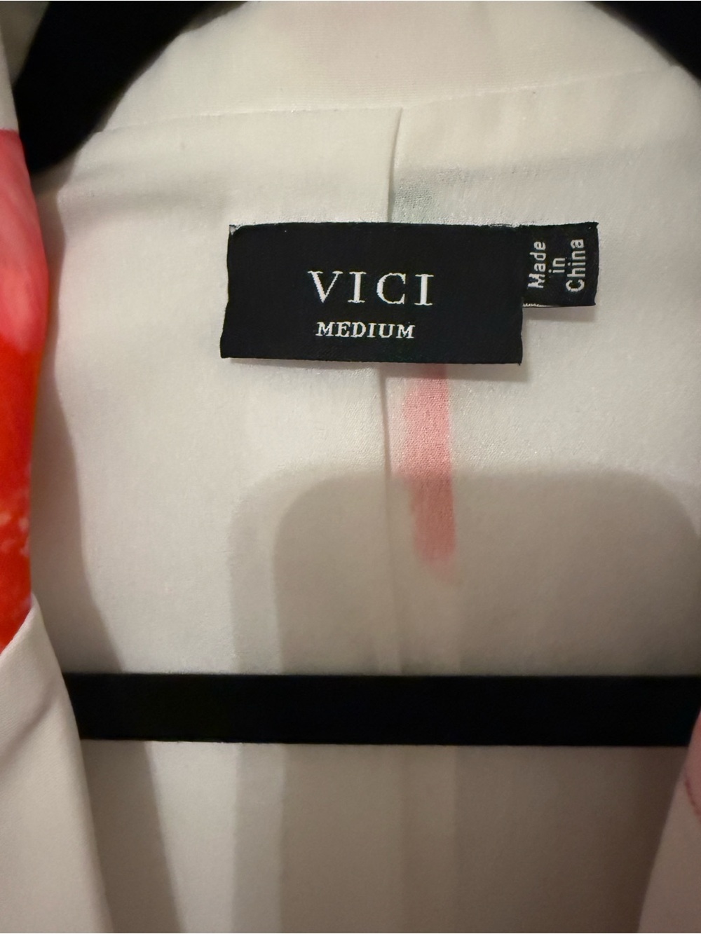 Vici Oversized White Blazer with Red Floral Print - Picture 3 of 3